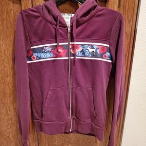 Maroon Front  Zip Up Hoodie Jacket by PINK